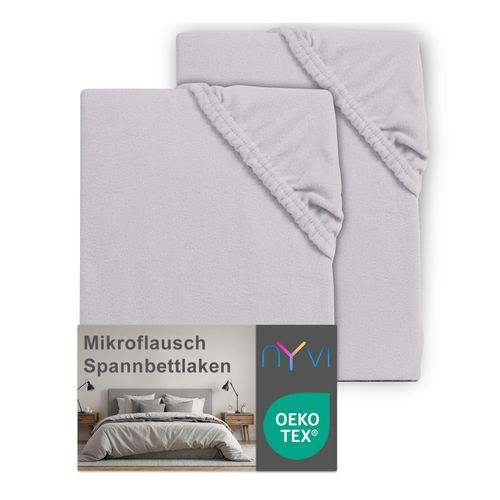 4255636639810 - NYVI Spannbettlaken DreamScience Mikroflausch - Kuschelweiches & Wärmendes Bettlaken Spannbetttuch Farbesilber Größe180x200 - 200x200 cm (2er Pack) 4255636639810 - NYVI Spannbettlaken DreamScience Mikroflausch - Kuschelweiches & Wärmendes Bettlaken Spannbetttuch Farbesilber Größe180x200 - 200x200 cm (2er Pack)
