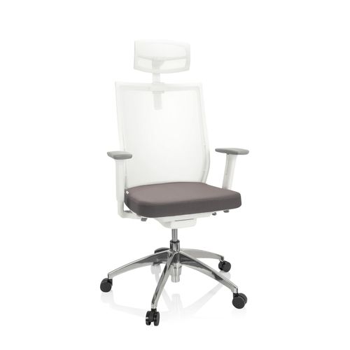 4064323028604 - Profi Bürostuhl ASPEN WHITE PRO Stoff Netzstoff mit Armlehnen (höhenverstellbar) hjh OFFICE