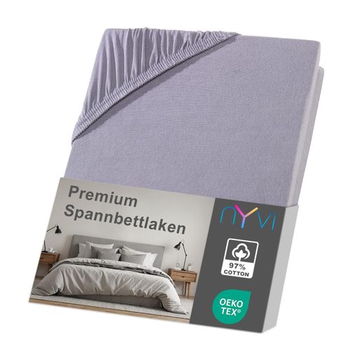4255636633610 - NYVI Spannbettlaken DreamScience Premium - Komfort Spannbetttuch 190g m² Einlaufschutz Bügelfrei mit Gummizug Farbegrau Größe180x200 - 200x200 cm