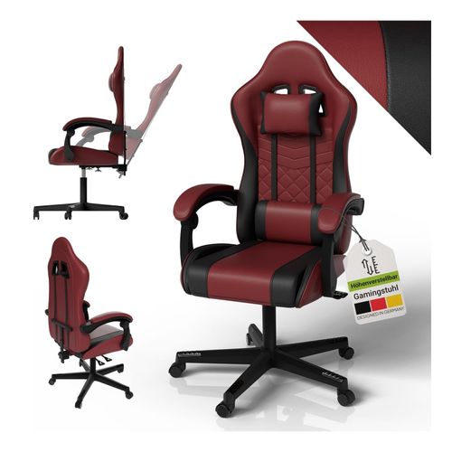 4262437185644 - Gamingstuhl HyperSeat Bürostuhl aus Kunstleder verstellbare Rückenlehne – Bordeaux schwarz 4262437185644 - Gamingstuhl HyperSeat Bürostuhl aus Kunstleder verstellbare Rückenlehne – Bordeaux schwarz