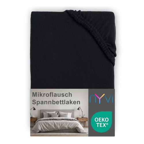 4255636634747 - NYVI Spannbettlaken DreamScience Mikroflausch - Kuschelweiches & Wärmendes Bettlaken Spannbetttuch Farbeschwarz Größe140x200 - 160x200 cm