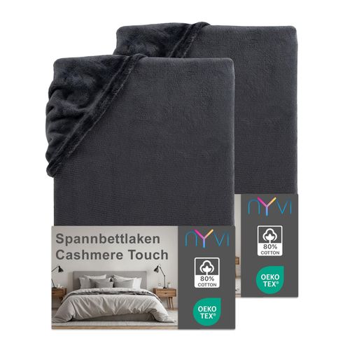 4255636640007 - NYVI Spannbettlaken DreamScience Cashmere Touch Spannbetttuch - Kuschelweiches & Wärmendes Bettlaken für Matratzenhöhe bis zu 22 cm Farbeanthrazit Größe90x200 - 100x200 cm (2er Pack) 4255636640007 - NYVI Spannbettlaken DreamScience Cashmere Touch Spannbetttuch - Kuschelweiches & Wärmendes Bettlaken für Matratzenhöhe bis zu 22 cm Farbeanthrazit Größe90x200 - 100x200 cm (2er Pack)