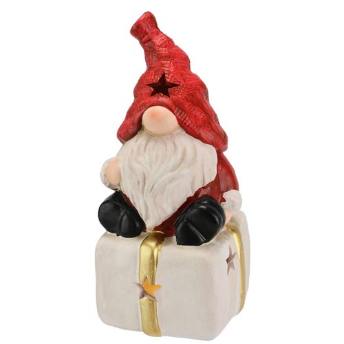 4019844811518 - Dekofigur IGEA Wichtel auf Geschenk rot (weiß rot) B9cm H22cm Terrakotta Dekofiguren Mit LED-Licht Deko Weihnachtsdeko Leuchtfigur Statue Skulptur 4019844811518 - Dekofigur IGEA Wichtel auf Geschenk rot (weiß rot) B9cm H22cm Terrakotta Dekofiguren Mit LED-Licht Deko Weihnachtsdeko Leuchtfigur Statue Skulptur
