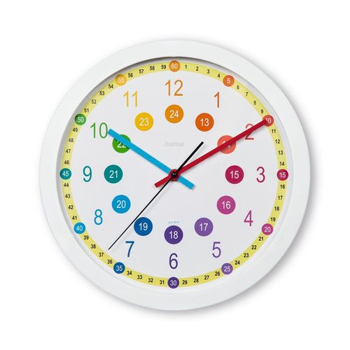 4047443520043 - Wanduhr HAMA Kinder-Uhr Sal ohne Ticken Ø 30 cm Bunt weiß Ø 30cm Quarzuhr Wanduhren für Kinderzimmer geräuscharm