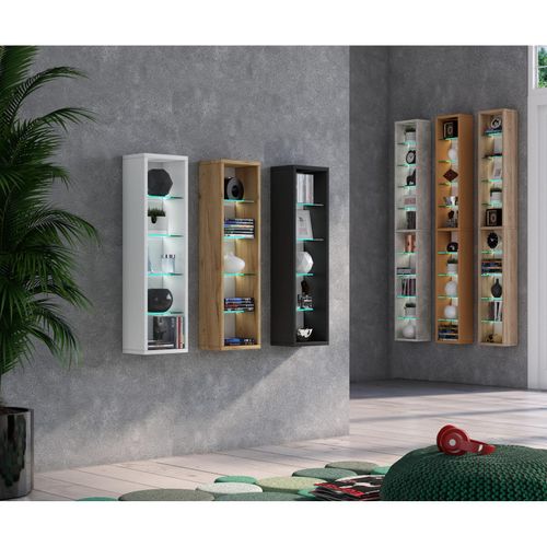 4051814417993 - Holzregal hängend platzsparendes Regal Maße H 152 x B 21 x T 14 cm Elegantes Regal hängend Aufbewahrungsregal Bücherregal Wandregal - Rasato XL
