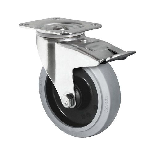 4260475210533 - Elastik-Reifen auf PA-Felge Rad-Ø x Breite 125 x 38 mm Lenkrolle mit Doppelstopp kaiserkraft