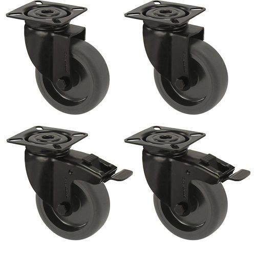 4251260118042 - Gummireifen schwarz thermoplastisch mit Montageplatte Set-Angebot 2 Lenkrollen mit Doppelstopp und 2 Lenkrollen Rad-Ø x Breite 75 x 23 mm Proroll 4251260118042 - Gummireifen schwarz thermoplastisch mit Montageplatte Set-Angebot 2 Lenkrollen mit Doppelstopp und 2 Lenkrollen Rad-Ø x Breite 75 x 23 mm Proroll