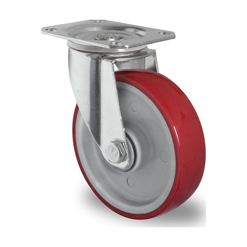 4260475213848 - eurokraft basic PU-Reifen rot auf Polyamidfelge Rad-Ø x Breite 200 x 46 mm ab 2 Stk Lenkrolle 4260475213848 - eurokraft basic PU-Reifen rot auf Polyamidfelge Rad-Ø x Breite 200 x 46 mm ab 2 Stk Lenkrolle