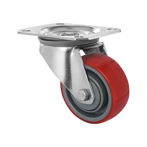 4260654032277 - eurokraft basic PU-Reifen rot auf Polyamidfelge Rad-Ø x Breite 80 x 32 mm ab 2 Stk Lenkrolle