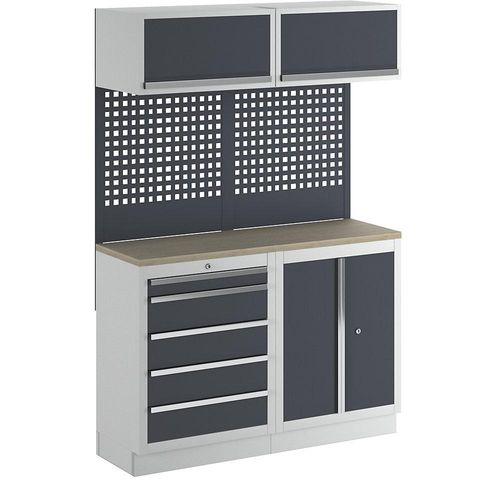 4061753280527 - Werkstattschranksystem mit Flügeltür- und Schubladenunterschrank BxT 1360 x 460 mm lichtgrau anthrazitgrau kaiserkraft 4061753280527 - Werkstattschranksystem mit Flügeltür- und Schubladenunterschrank BxT 1360 x 460 mm lichtgrau anthrazitgrau kaiserkraft