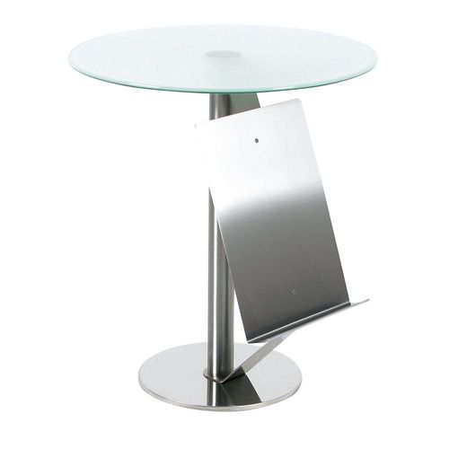 4050558001994 - Beistelltisch mit Zeitungshalter HxØ 550 x 495 mm Glasplatte satiniert kaiserkraft