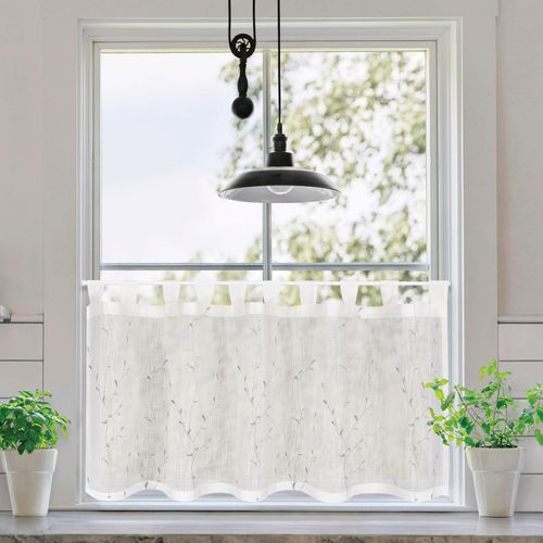 4007863684916 - Scheibengardine Donna Gardinen Gr 50 cm Schlaufen 150 cm grau (grau offwhite) Scheibengardinen halbtransparent SB-Schlaufenbistro Donna Bio BW 4007863684916 - Scheibengardine Donna Gardinen Gr 50 cm Schlaufen 150 cm grau (grau offwhite) Scheibengardinen halbtransparent SB-Schlaufenbistro Donna Bio BW