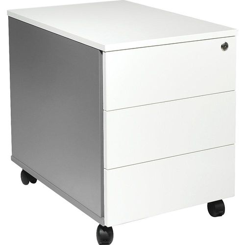 5905745100822 - Rollcontainer Portland HxBxT 550 x 420 x 600 mm lichtgrau   weiß gebürstet kaiserkraft
