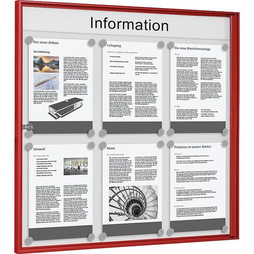4260256792296 - Schaukasten für innen für Format 3 x 2 DIN A4 Rahmen rot kaiserkraft
