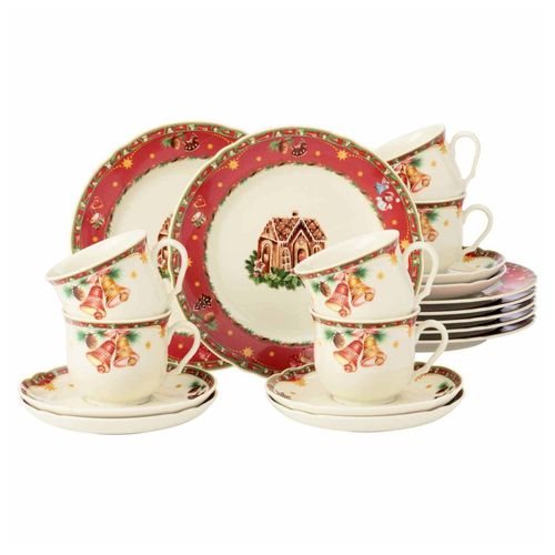 4052212108582 - Kaffeeservice SELTMANN WEIDEN Weihnachten Advent Geschirr-Set Service Marie-Luise Geschirr-Sets Gr 18 tlg beige (elfenbeinfarben) Geschirr-Sets für 6 Personen mit weihnachtlichem Dekor Made in Germany 18 Teile