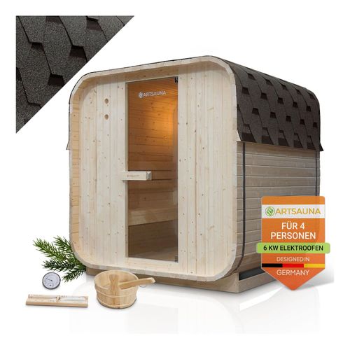 4262437185774 - Fasssauna Nolvik L - 4 Personen mit 6 kW Ofen & Zubehör für Garten Cube Design 4262437185774 - Fasssauna Nolvik L - 4 Personen mit 6 kW Ofen & Zubehör für Garten Cube Design