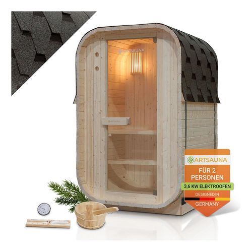 4262437185750 - Fasssauna Nolvik S für 1 bis 2 Personen mit 36 kW Ofen & Zubehör für Garten Cube Design 4262437185750 - Fasssauna Nolvik S für 1 bis 2 Personen mit 36 kW Ofen & Zubehör für Garten Cube Design