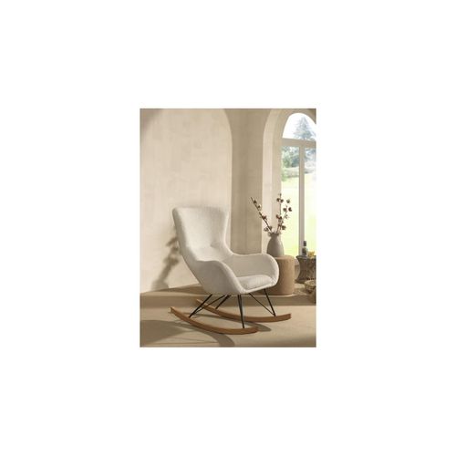 5420070242196 - Comfortabler Schaukelstuhl Bezug Bouclé - versch Ausführungen - Creme-Weiß