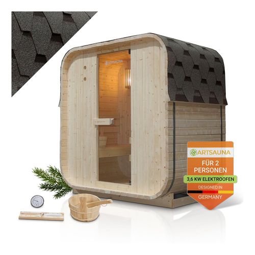 4262437185767 - Fasssauna Nolvik M - 2 Personen mit 36 kW Ofen & Zubehör für Garten Cube Design 4262437185767 - Fasssauna Nolvik M - 2 Personen mit 36 kW Ofen & Zubehör für Garten Cube Design