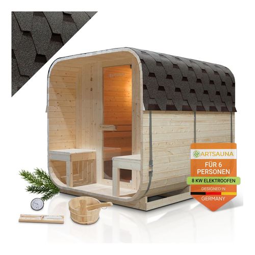 4262437185941 - Fasssauna Nolvik XXL - 6 Personen mit 8 kW Ofen & Zubehör für Garten Cube Design 4262437185941 - Fasssauna Nolvik XXL - 6 Personen mit 8 kW Ofen & Zubehör für Garten Cube Design