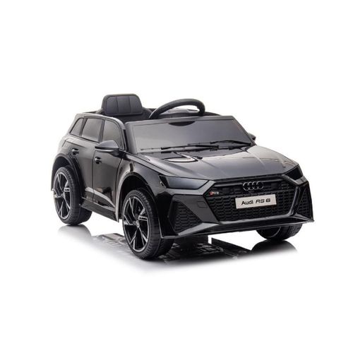 4260259874838 - ES-Toys Kinder Elektrofahrzeug Audi RS6 lizenziert Kunstledersitz EVA-Reifen MP3 schwarz