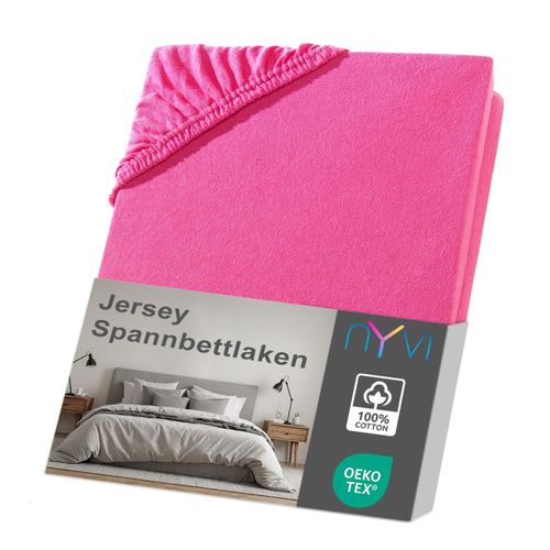 4255636630992 - NYVI Jersey Spannbettlaken DreamScience für Matratzen bis 22 cm Höhe - Weich & Anschmiegsam Rundumgummizug Bügelfrei Farbepink Größe140x200 - 160x200 cm