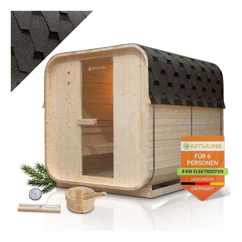 4262437185798 - Fasssauna Nolvik XL - 6 Personen mit 8 kW Ofen & Zubehör für Garten Cube Design 4262437185798 - Fasssauna Nolvik XL - 6 Personen mit 8 kW Ofen & Zubehör für Garten Cube Design