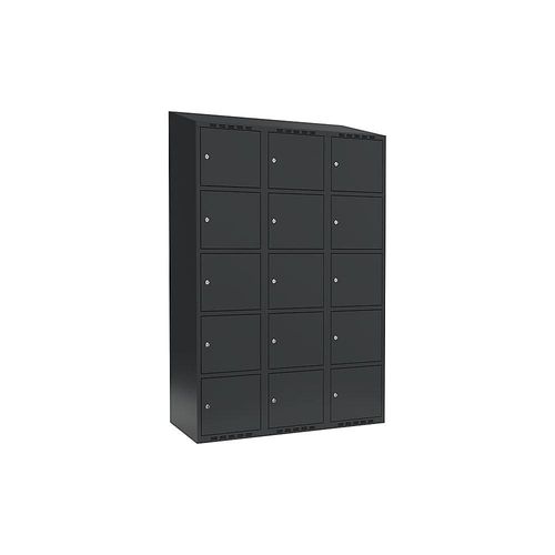 7042424847109 - 5er-Schließfachschrank Fydor 3 Abteile grau B 1200 mm 3 Abteile schräge Dachform Zylinderschloss kaiserkraft