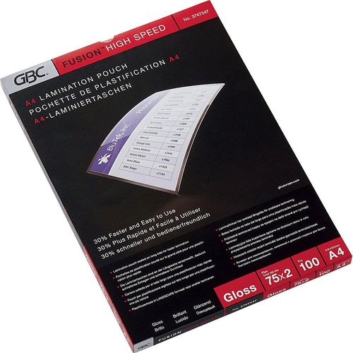 0033816048065 - Laminiertasche GBC HighSpeed™ glänzend Folienstärke 75 µm VE 100 Stk für Format A4 0033816048065 - Laminiertasche GBC HighSpeed™ glänzend Folienstärke 75 µm VE 100 Stk für Format A4