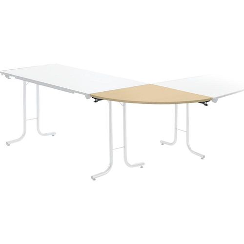 3700245508589 - Anbautisch zu Klapptisch Plattenform Viertelkreis 700 x 700 mm Gestell schwarz Platte Ahorn-Dekor kaiserkraft