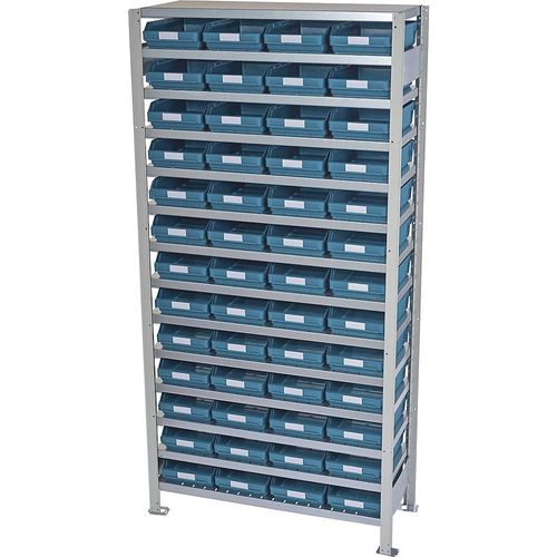4250621501202 - Steckregal mit Regalkästen Regalhöhe 2100 mm Grundregal Tiefe 500 mm 52 Kästen grün STEMO
