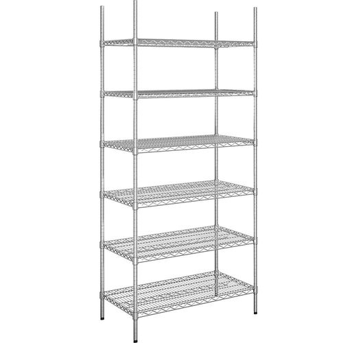 4061753092205 - Stahldraht-Gitterregal verchromt Fachlast 250 kg BxT 910 x 610 mm Grundregal Höhe 2180 mm 6 Fachböden kaiserkraft