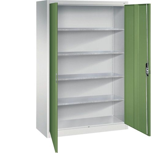 4069361441620 - Werkstatt-Flügeltürschrank HxBxT 1950 x 1200 x 500 mm lichtgrau   resedagrün C+P