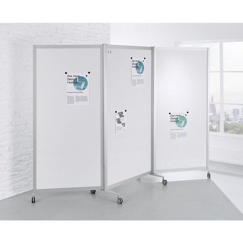 4260222866624 - Mobile Faltstellwand schwer entflammbar Alurahmen Tafelfläche magnetisch HxBxT 1900 x 2800 x 450 mm weiß kaiserkraft