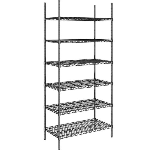 4061753091185 - Stahldraht-Gitterregal schwarz Fachlast 250 kg BxT 910 x 610 mm Grundregal Höhe 2180 mm 6 Fachböden kaiserkraft