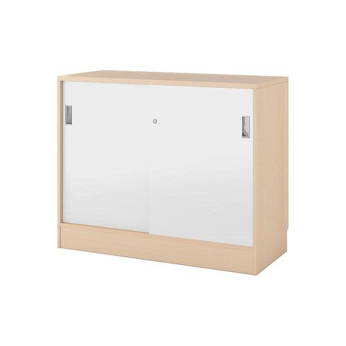 5905745101546 - Schrank Chicago mit Schiebetüren HxBxT 948 x 1215 x 400 mm Birke   weiß gebürstet kaiserkraft