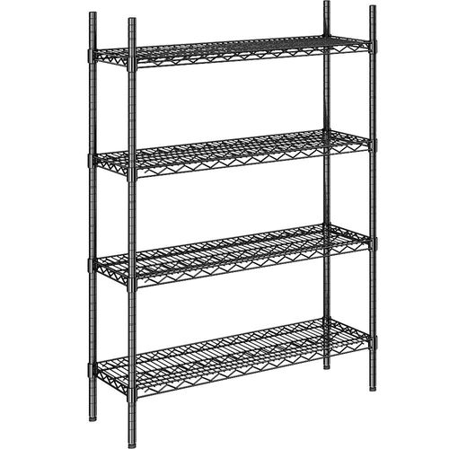 4260563728865 - Stahldraht-Gitterregal schwarz Fachlast 250 kg BxT 910 x 360 mm Grundregal Höhe 1370 mm 4 Fachböden kaiserkraft