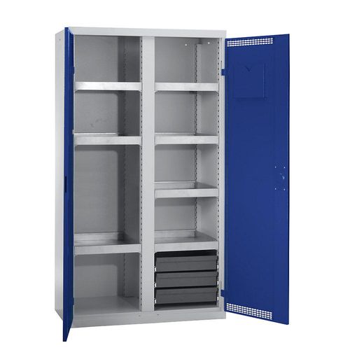 4031068146801 - Umweltschrank mit Türlochung HxBxT 1800 x 1000 x 500 mm 7 Wannenböden lichtgrau   enzianblau kaiserkraft