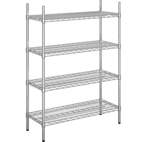 4260285071218 - Stahldraht-Gitterregal verchromt Fachlast 250 kg BxT 910 x 460 mm Grundregal Höhe 1370 mm 4 Fachböden kaiserkraft