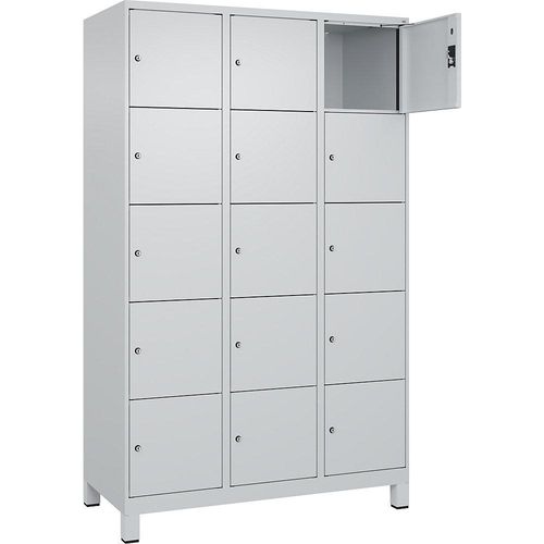 4068192017233 - 5er-Schließfachschrank Evolo PLUS 3 Abteile lichtgrau B 1200 mm 15 Fächer mit breiten Füßen Zylinderschloss kaiserkraft 4068192017233 - 5er-Schließfachschrank Evolo PLUS 3 Abteile lichtgrau B 1200 mm 15 Fächer mit breiten Füßen Zylinderschloss kaiserkraft