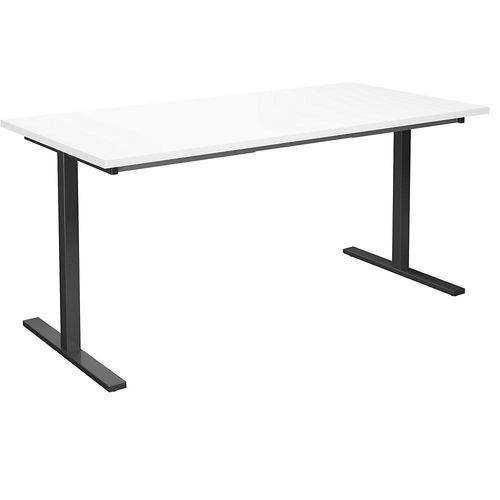 4061753263797 - Mehrzwecktisch DUO-T gerade Platte HxT 740 x 800 mm Breite 1600 mm weiß schwarz kaiserkraft