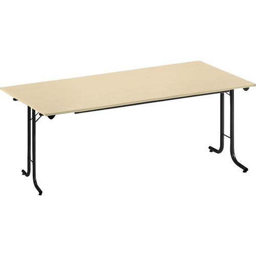 3700245508213 - Klapptisch mit abgerundeten Kanten Rundrohr-Gestell Plattenform rechteckig 1600 x 700 mm Gestell schwarz Platte Ahorn-Dekor kaiserkraft 3700245508213 - Klapptisch mit abgerundeten Kanten Rundrohr-Gestell Plattenform rechteckig 1600 x 700 mm Gestell schwarz Platte Ahorn-Dekor kaiserkraft