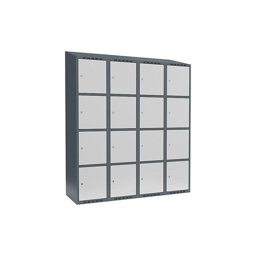 7042424846805 - 4er-Schließfachschrank Fydor 4 Abteile blaugrau   lichtgrau B 1200 mm 4 Abteile schräge Dachform Zylinderschloss kaiserkraft