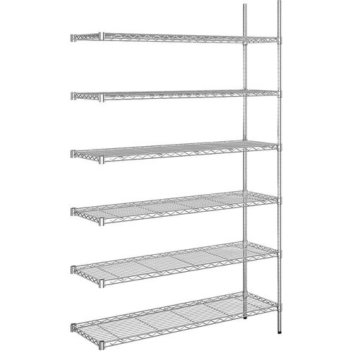 4061753091635 - Stahldraht-Gitterregal verchromt Fachlast 100 kg BxT 1220 x 460 mm Anbauregal Höhe 2180 mm 6 Fachböden kaiserkraft