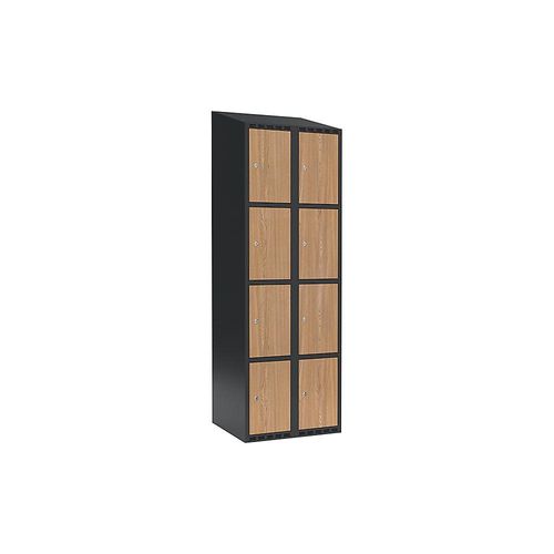 7042424846362 - 4er-Schließfachschrank Fydor 2 Abteile grau   Eiche B 600 mm 2 Abteile schräge Dachform Zylinderschloss kaiserkraft