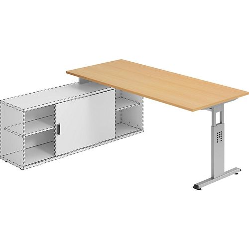 4032062147665 - Auflage-Schreibtisch BxT 1800 x 800 mm Dekor Buche kaiserkraft