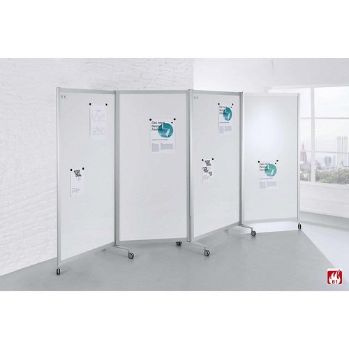 4260222866679 - Mobile Faltstellwand schwer entflammbar Alurahmen Tafelfläche magnetisch HxBxT 1900 x 3700 x 450 mm weiß kaiserkraft 4260222866679 - Mobile Faltstellwand schwer entflammbar Alurahmen Tafelfläche magnetisch HxBxT 1900 x 3700 x 450 mm weiß kaiserkraft