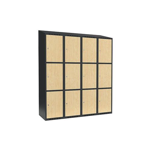 7042424848915 - 3er-Schließfachschrank Fydor 4 Abteile grau   Birke B 1200 mm 4 Abteile schräge Dachform Zylinderschloss kaiserkraft