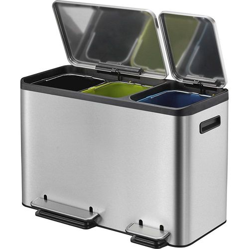 4061753280763 - EKO Tretabfallsammler Volumen 3 x 12 l BxHxT 605 x 392 x 321 mm Edelstahl 3fach-Sammler