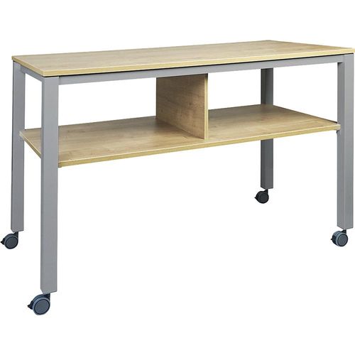 8427951008398 - Multifunktionstisch E2008 fahrbar Gestell alusilber Platte Buche-Dekor kaiserkraft